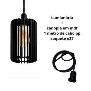 Kit Luminária Arpa Preta