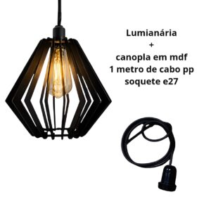 Kit Luminária Diamante Preta